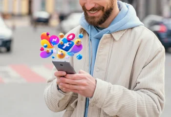 homem-usando-smartphone-icones-redes-sociais-flutuando